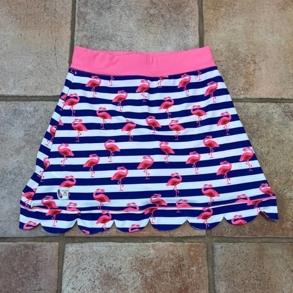 Pink Flamingo Striped Skort